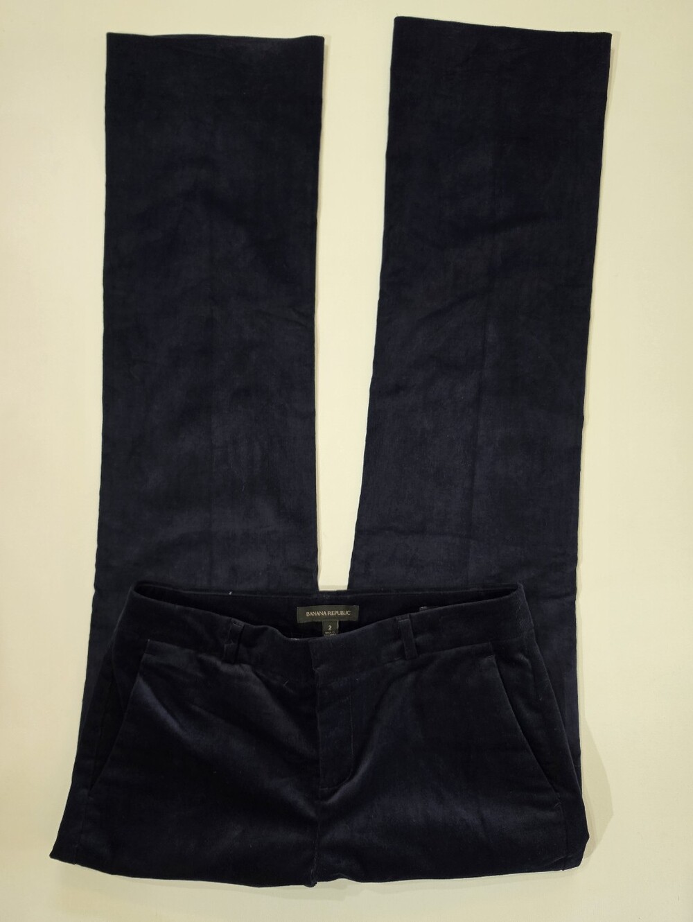 Banana Republic Logan Velvet Trouser Pants Womens 4 Navy Blue Retro Minimalist - Picture 6 of 7